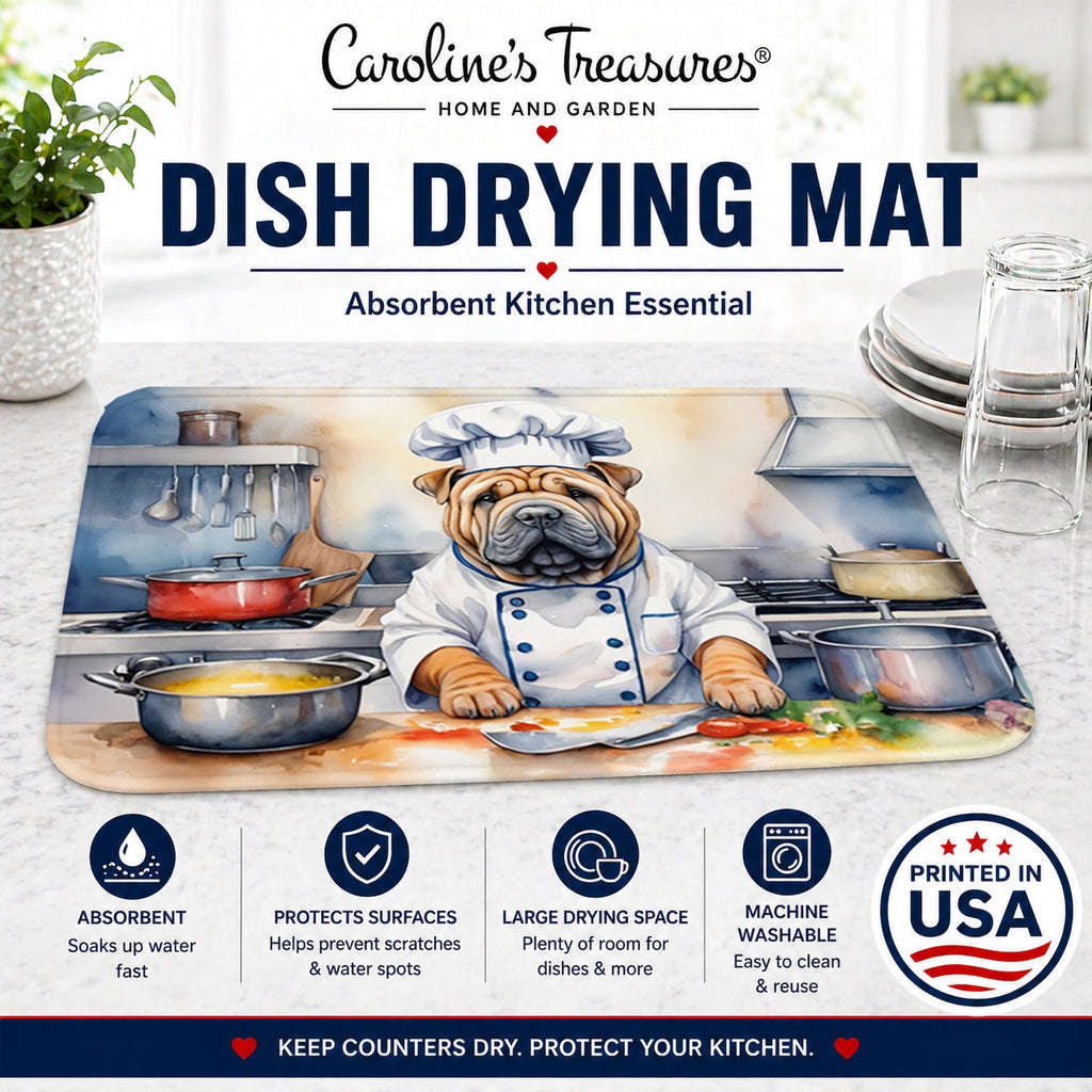 Shar Pei The Chef Dish Drying Mat Absorbent Dish Drying Mat Pad for Kitchen Counter Dish Drainer Mat for Countertop, 14 x 21", Multicolor