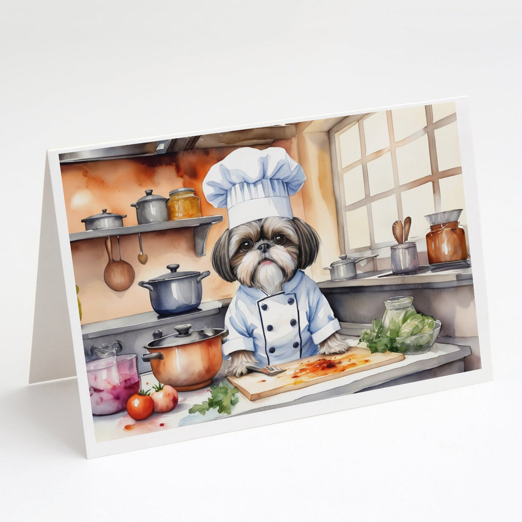 Shih Tzu The Chef Greeting Cards Pack of 8 Blank Cards with Envelopes Whimsical A7 Size 5x7
