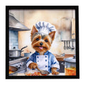 Silky Terrier The Chef Framed Metal Print Bathroom, Kitchen, Office, Home Decor Wall Art Ready to Hang, Square, 8X8