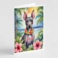 American Hairless Terrier Luau Greeting Cards Pack of 8 Blank Cards with Envelopes Whimsical A7 Size 5x7