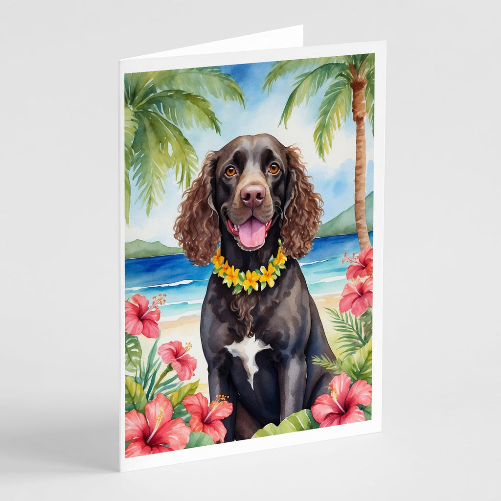 American Water Spaniel Luau Greeting Cards Pack of 8 Blank Cards with Envelopes Whimsical A7 Size 5x7