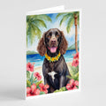 American Water Spaniel Luau Greeting Cards Pack of 8 Blank Cards with Envelopes Whimsical A7 Size 5x7