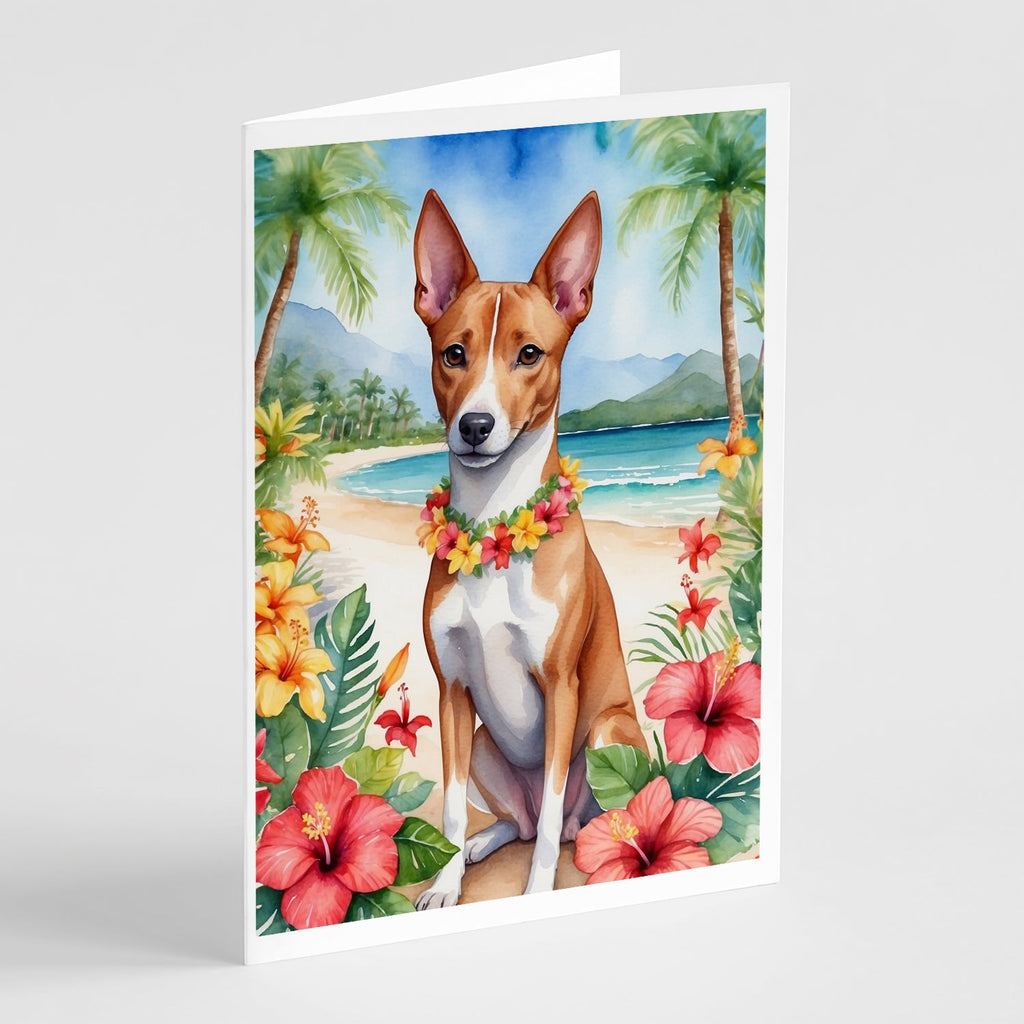 Basenji Luau Greeting Cards Pack of 8 Blank Cards with Envelopes Whimsical A7 Size 5x7