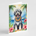 Bergamasco Sheepdog Luau Greeting Cards Pack of 8 Blank Cards with Envelopes Whimsical A7 Size 5x7