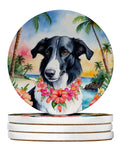 Borzoi Luau Large Sandstone Coasters Pack of 4 Absorbent Round Coasters Decor Gifts for Men or Women, 4 in, Multicolor