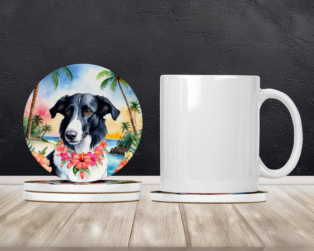 Borzoi Luau Large Sandstone Coasters Pack of 4 Absorbent Round Coasters Decor Gifts for Men or Women, 4 in, Multicolor