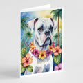 White Boxer Luau Greeting Cards Pack of 8 Blank Cards with Envelopes Whimsical A7 Size 5x7