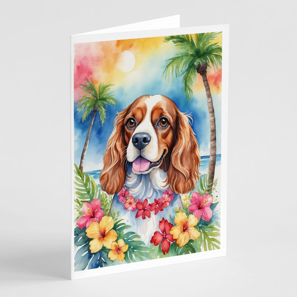 Cavalier Spaniel Luau Greeting Cards Pack of 8 Blank Cards with Envelopes Whimsical A7 Size 5x7