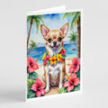 Chihuahua Luau Greeting Cards Pack of 8 Blank Cards with Envelopes Whimsical A7 Size 5x7