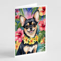 Chihuahua Luau Greeting Cards Pack of 8 Blank Cards with Envelopes Whimsical A7 Size 5x7