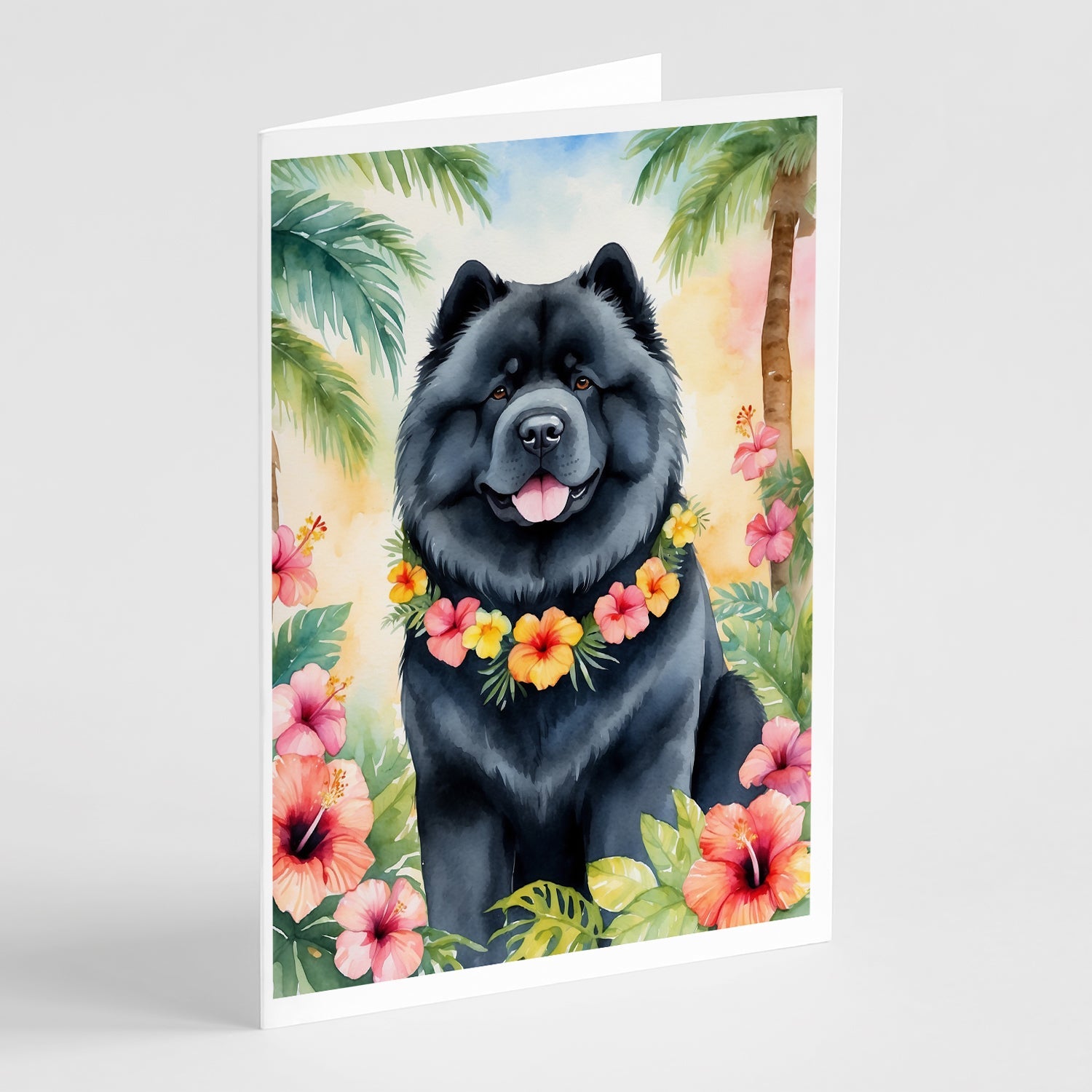 Chow Chow Luau Greeting Cards Pack of 8 Blank Cards with Envelopes Whimsical A7 Size 5x7