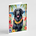 Flat-Coated Retriever Luau Greeting Cards Pack of 8 Blank Cards with Envelopes Whimsical A7 Size 5x7