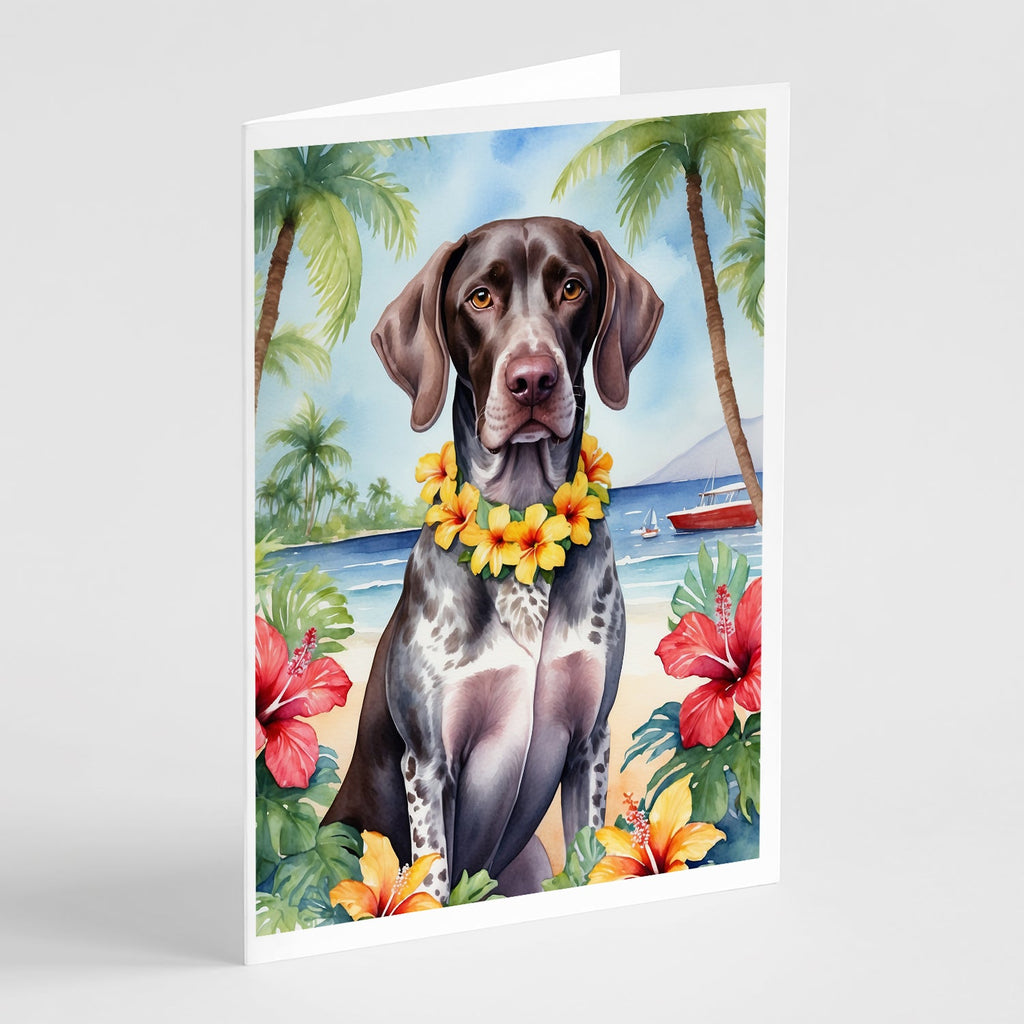 German Shorthaired Pointer Luau Greeting Cards Pack of 8 Blank Cards with Envelopes Whimsical A7 Size 5x7