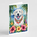 Great Pyrenees Luau Greeting Cards Pack of 8 Blank Cards with Envelopes Whimsical A7 Size 5x7