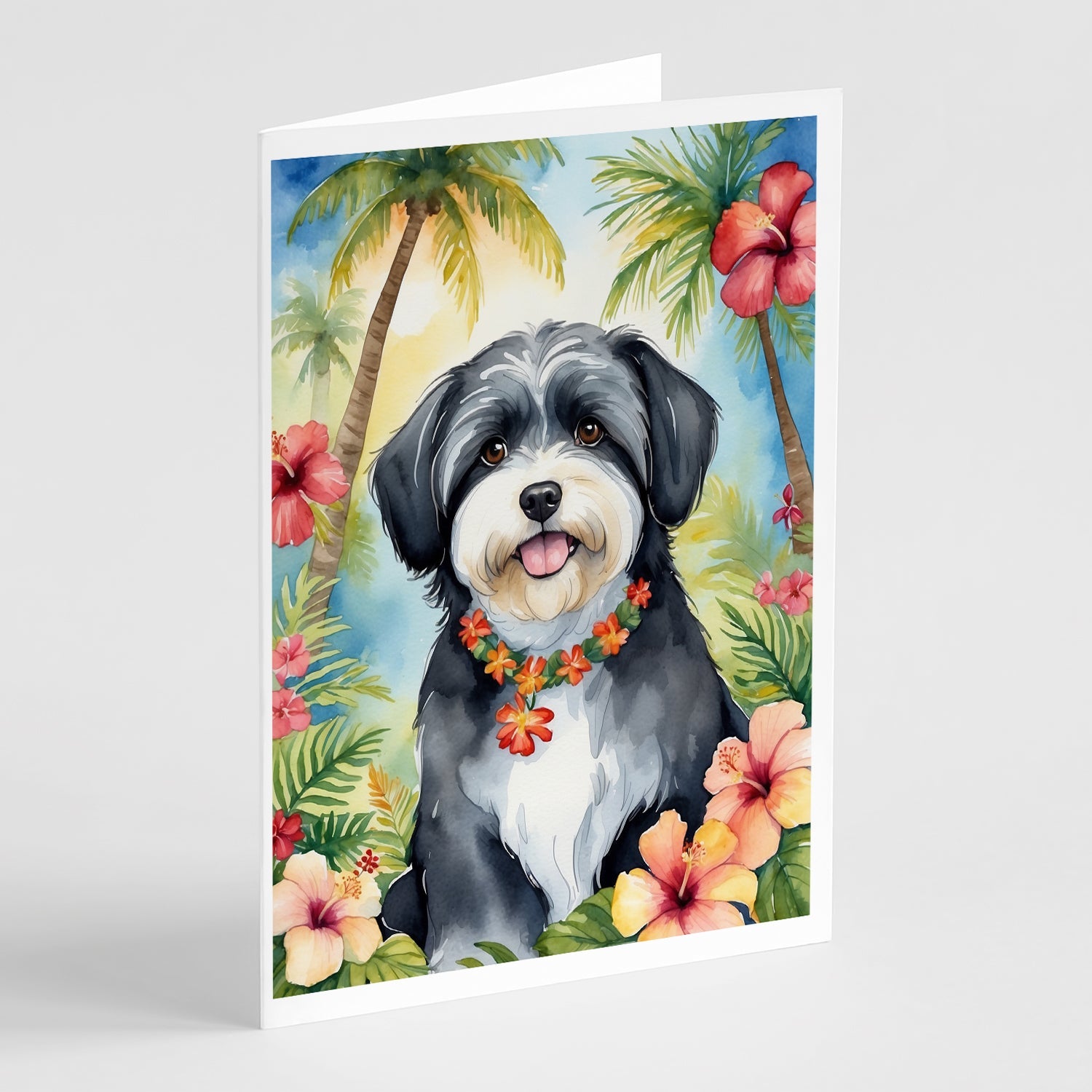 Havanese Luau Greeting Cards Pack of 8 Blank Cards with Envelopes Whimsical A7 Size 5x7