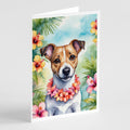 Jack Russell Terrier Luau Greeting Cards Pack of 8 Blank Cards with Envelopes Whimsical A7 Size 5x7