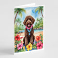 Labradoodle Luau Greeting Cards Pack of 8 Blank Cards with Envelopes Whimsical A7 Size 5x7