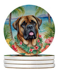 Mastiff Luau Large Sandstone Coasters Pack of 4 Absorbent Round Coasters Decor Gifts for Men or Women, 4 in, Multicolor