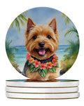 Norwich Terrier Luau Large Sandstone Coasters Pack of 4 Absorbent Round Coasters Decor Gifts for Men or Women, 4 in, Multicolor