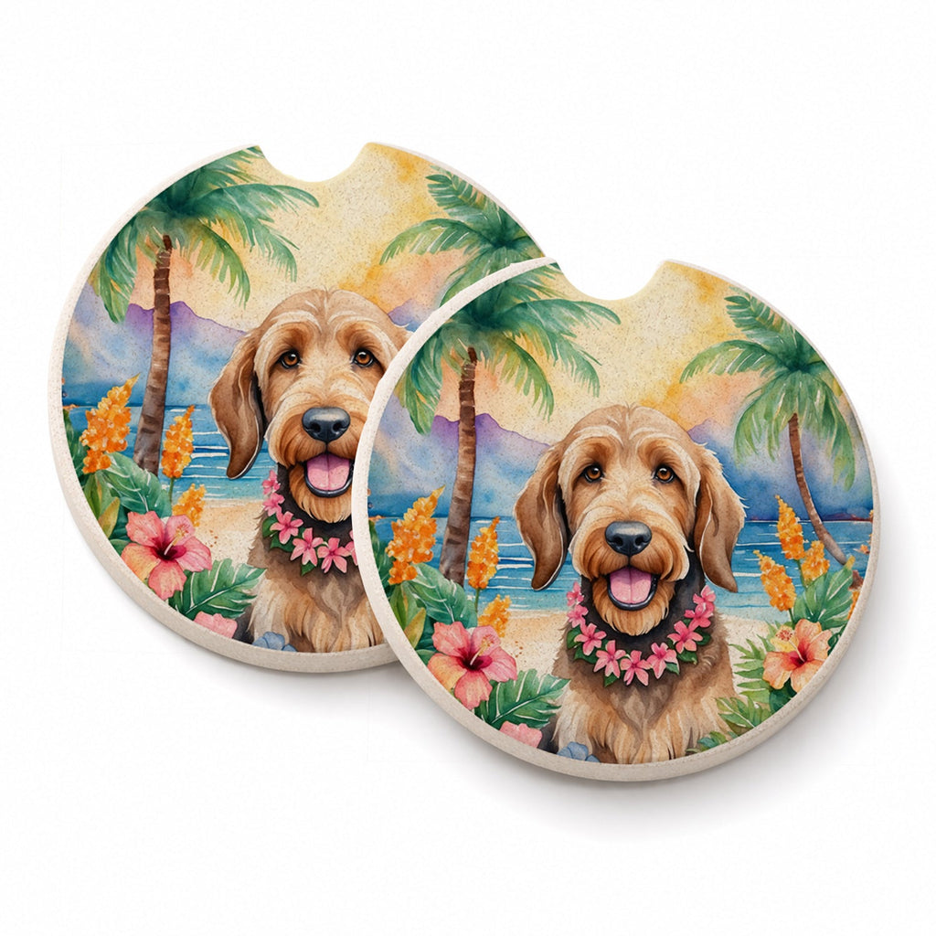 Otterhound Luau Set of 2 Cup Holder Car Coasters Absorbent Round Sandstone Coasters Gifts for Men or Women, 2.5, Multicolor