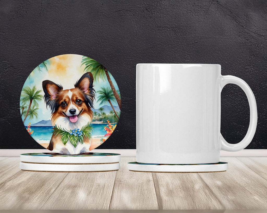 Papillon Luau Large Sandstone Coasters Pack of 4 Absorbent Round Coasters Decor Gifts for Men or Women, 4 in, Multicolor