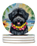 Puli Luau Large Sandstone Coasters Pack of 4 Absorbent Round Coasters Decor Gifts for Men or Women, 4 in, Multicolor