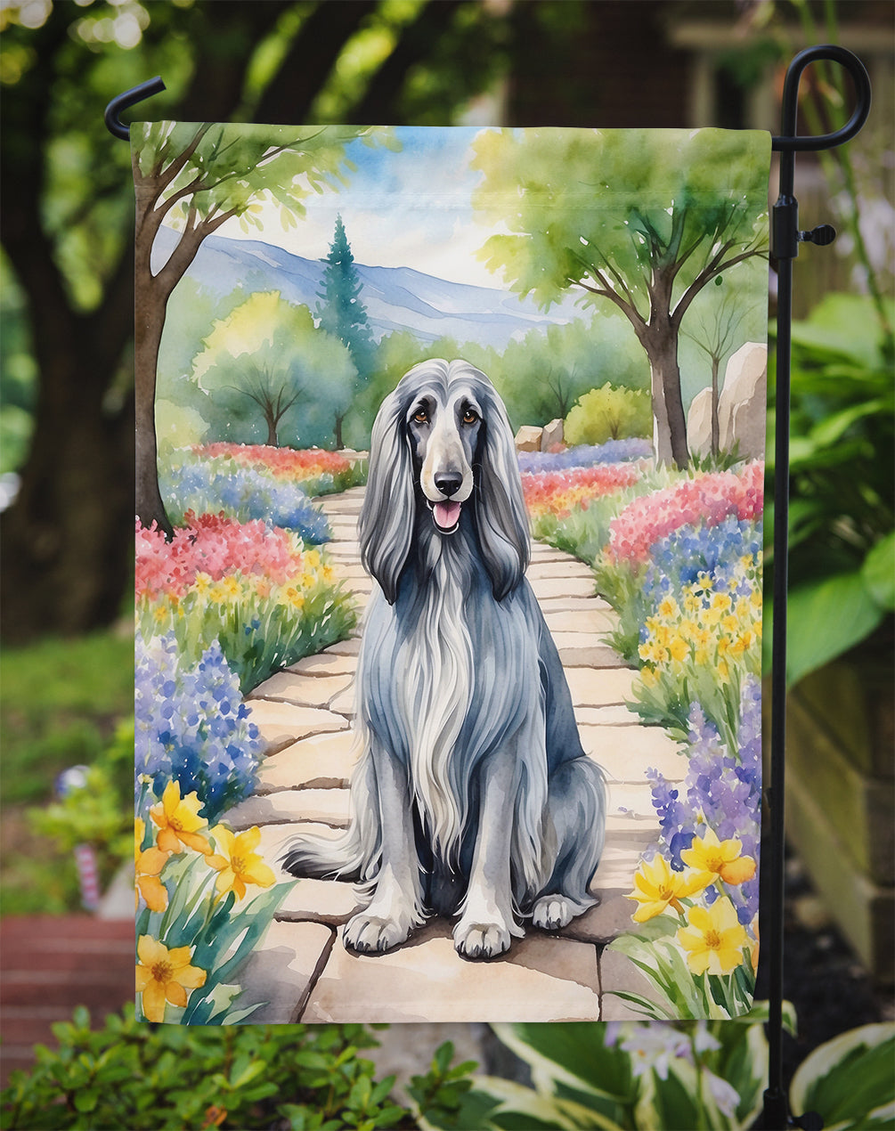 Afghan Hound Spring Garden Garden Flag Mailbox Decorative Yard Banner Outside Patio Artwork for Flower Beds, Garden Size, Multicolor