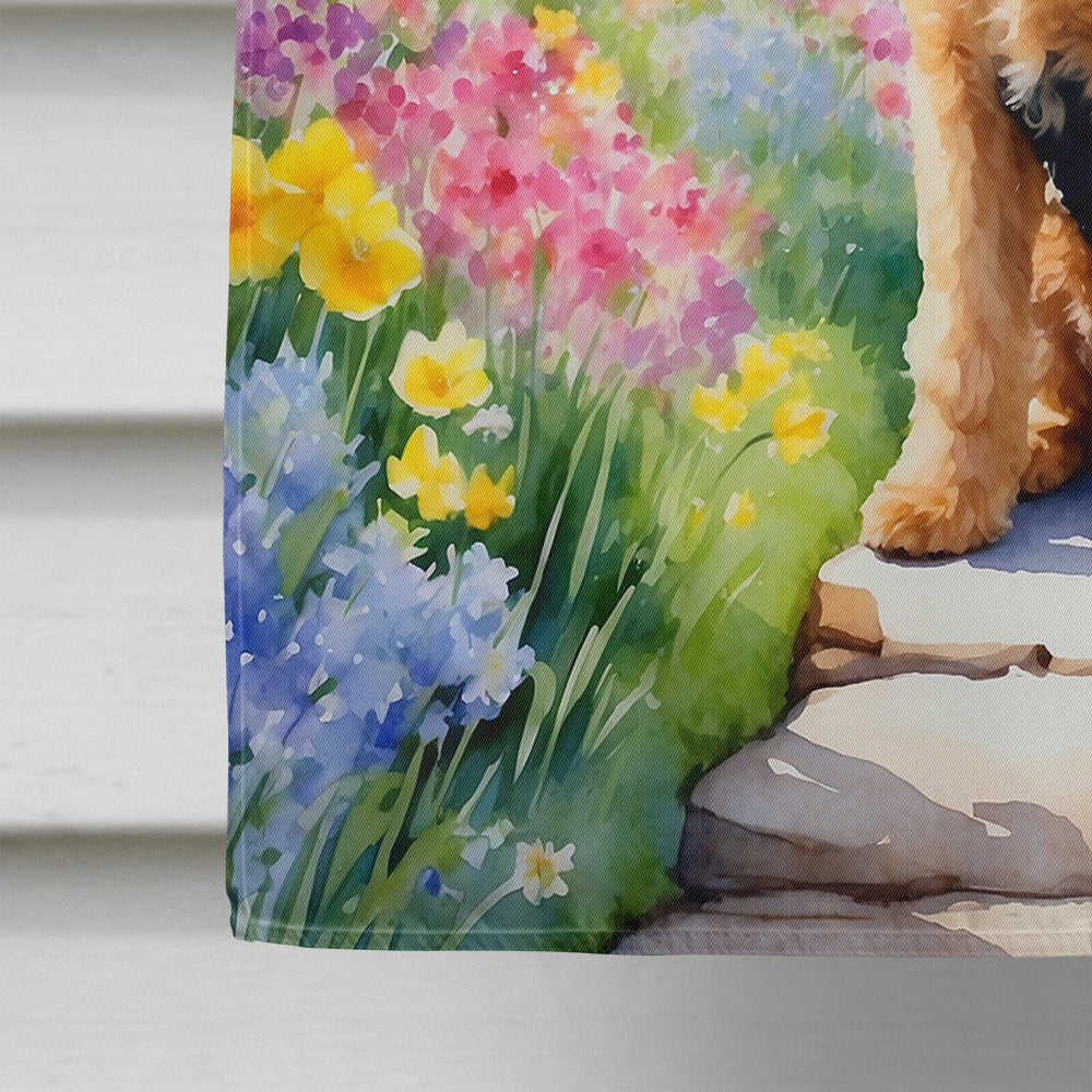Airedale Terrier Spring Garden House Flag 28x40 Porch Sleeve Pole Decorative Outside Yard Banner Artwork Wall Hanging, Polyester