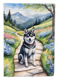 Alaskan Klee Kai Spring Garden House Flag 28x40 Porch Sleeve Pole Decorative Outside Yard Banner Artwork Wall Hanging, Polyester