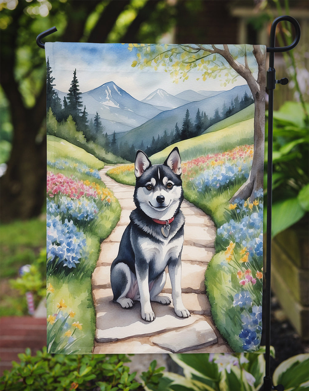 Alaskan Klee Kai Spring Garden Garden Flag Mailbox Decorative Yard Banner Outside Patio Artwork for Flower Beds, Garden Size, Multicolor