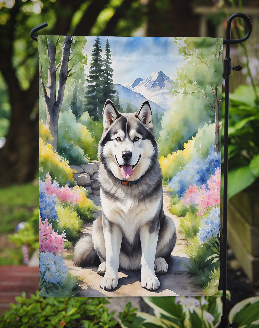 Alaskan Malamute Spring Garden Garden Flag Mailbox Decorative Yard Banner Outside Patio Artwork for Flower Beds, Garden Size, Multicolor