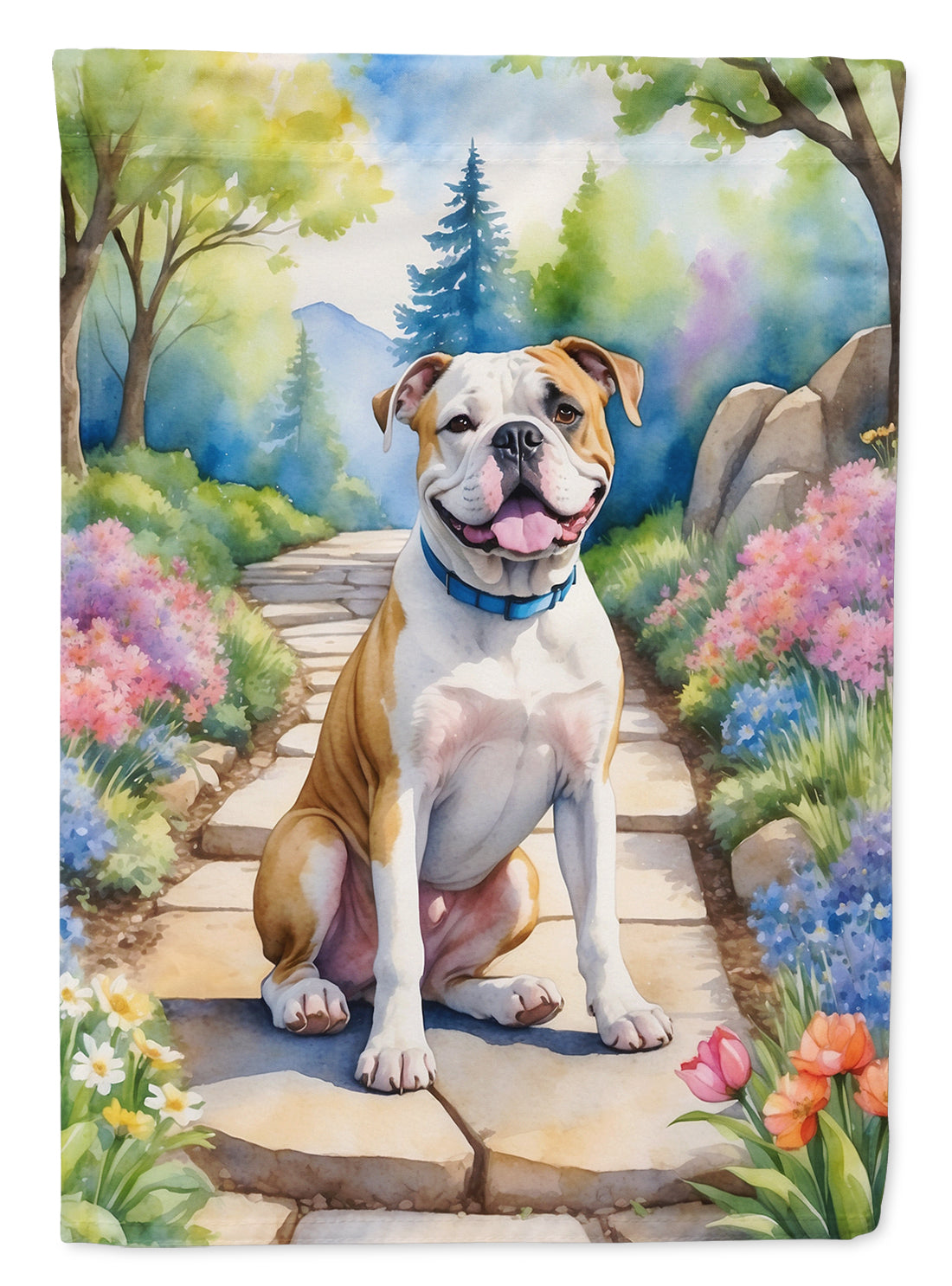 American Bulldog Spring Garden Garden Flag Mailbox Decorative Yard Banner Outside Patio Artwork for Flower Beds, Garden Size, Multicolor