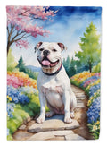 American Bulldog Spring Garden House Flag 28x40 Porch Sleeve Pole Decorative Outside Yard Banner Artwork Wall Hanging, Polyester