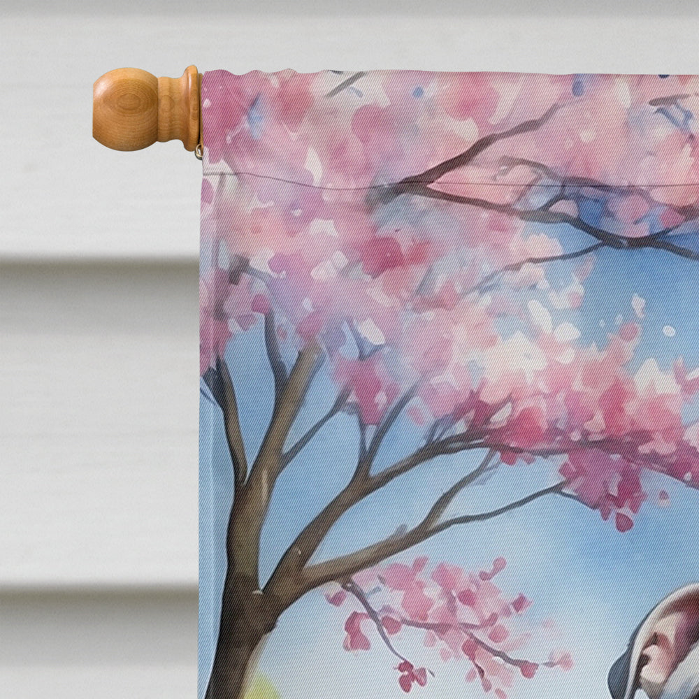 American Bulldog Spring Garden House Flag 28x40 Porch Sleeve Pole Decorative Outside Yard Banner Artwork Wall Hanging, Polyester