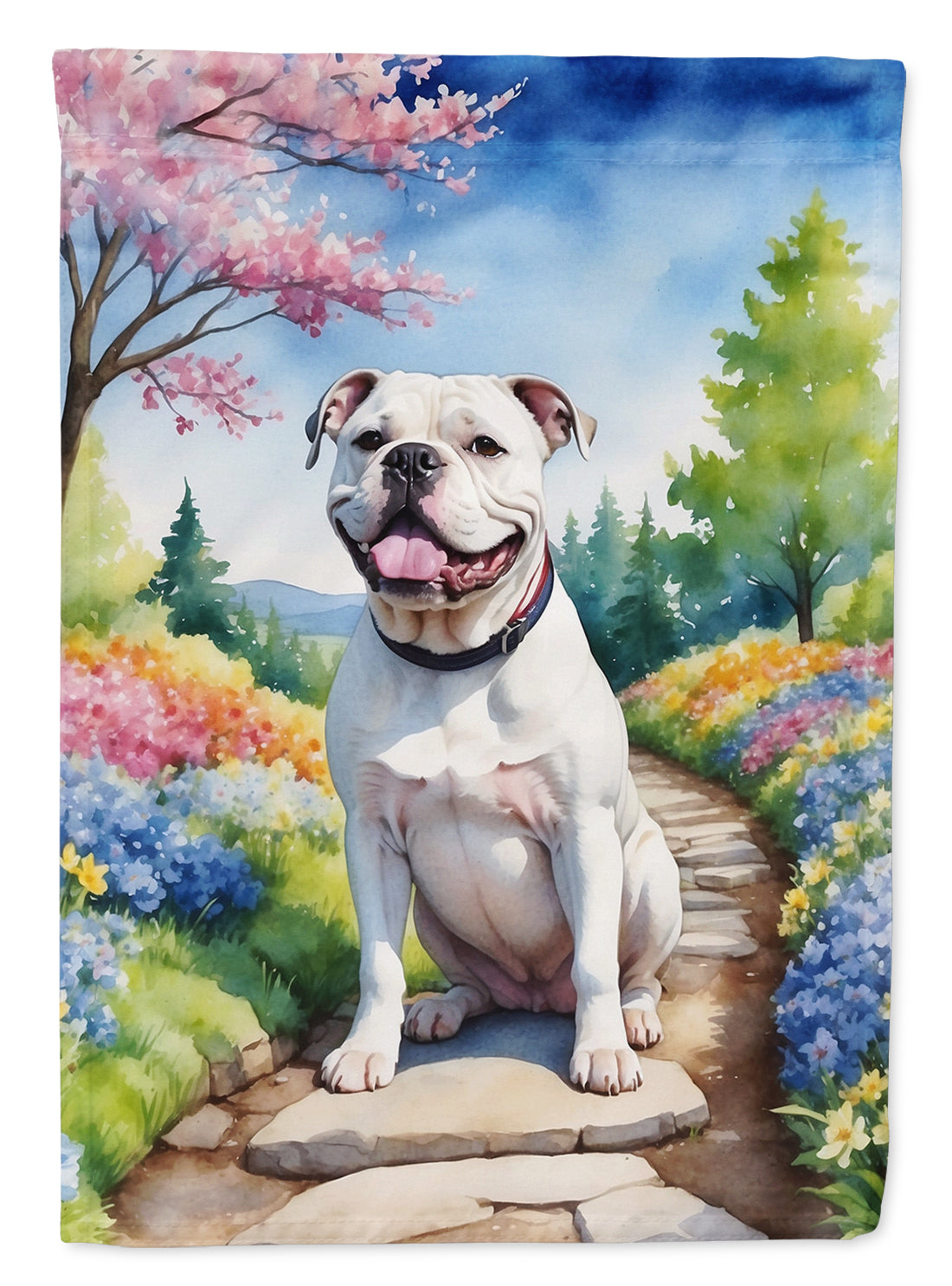 American Bulldog Spring Garden Garden Flag Mailbox Decorative Yard Banner Outside Patio Artwork for Flower Beds, Garden Size, Multicolor