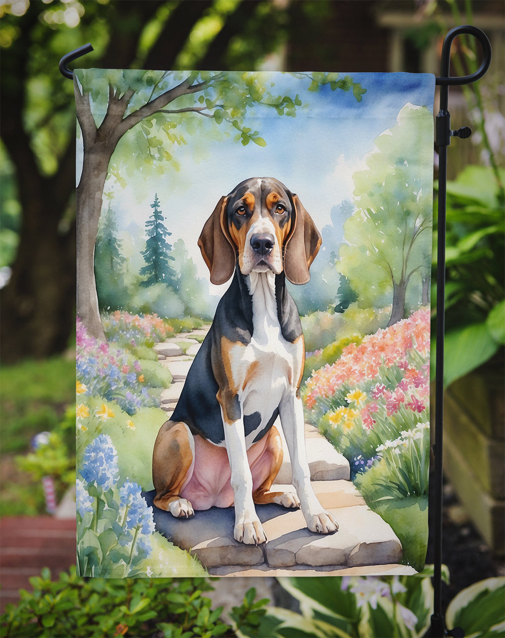 American English Coonhound Spring Garden Garden Flag Mailbox Decorative Yard Banner Outside Patio Artwork for Flower Beds, Garden Size, Multicolor