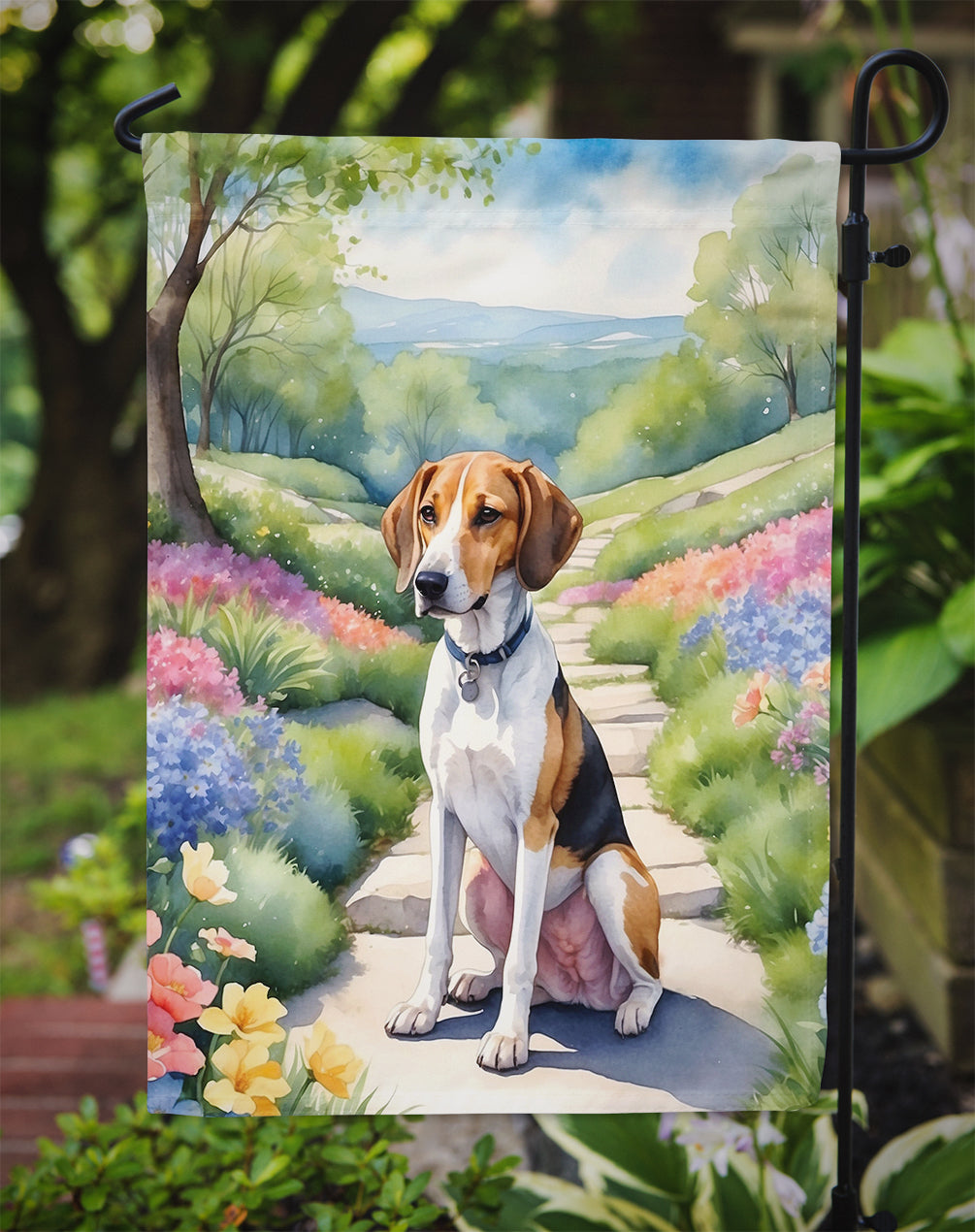 American Foxhound Spring Garden Garden Flag Mailbox Decorative Yard Banner Outside Patio Artwork for Flower Beds, Garden Size, Multicolor