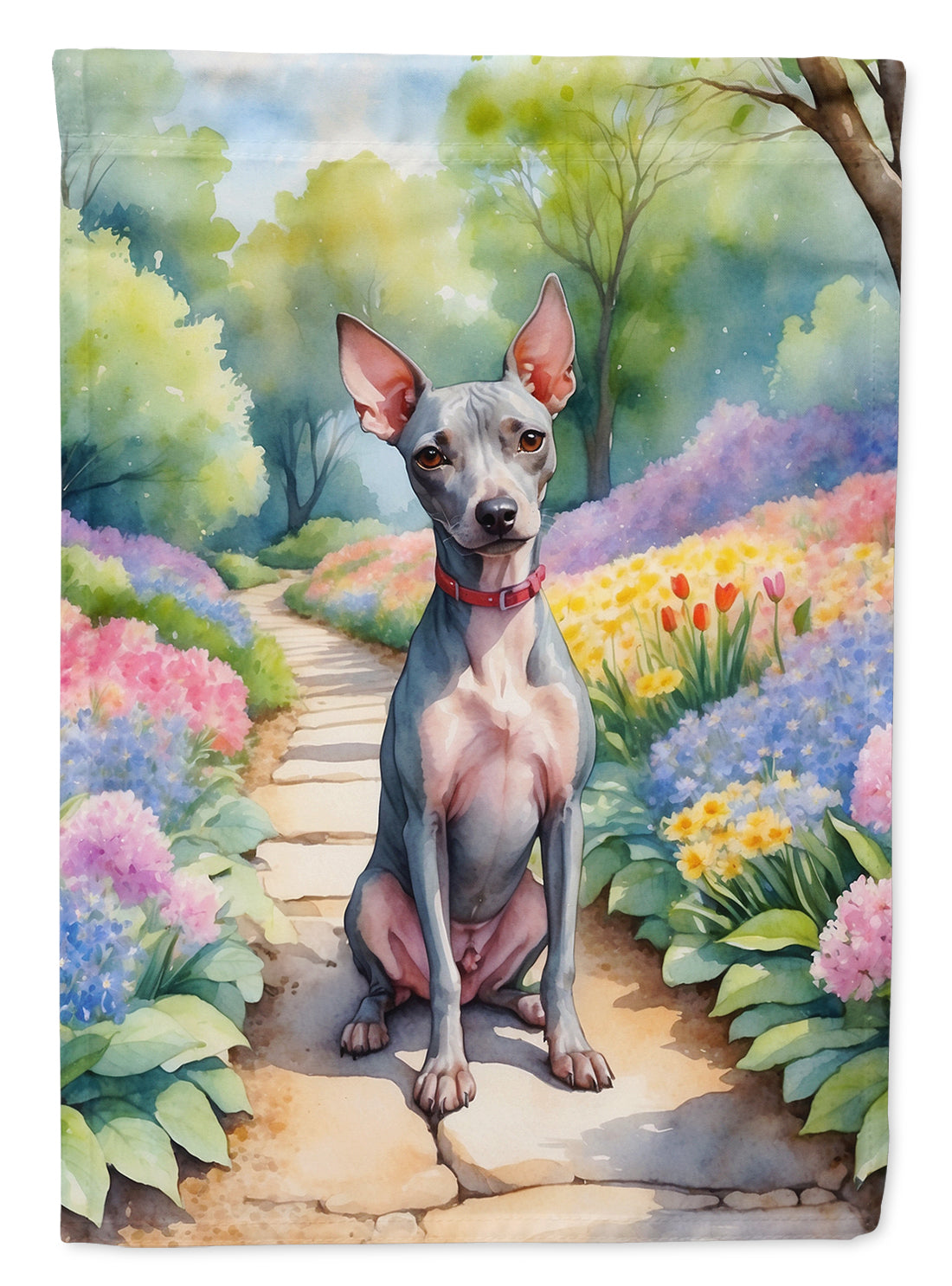 American Hairless Terrier Spring Garden Garden Flag Mailbox Decorative Yard Banner Outside Patio Artwork for Flower Beds, Garden Size, Multicolor