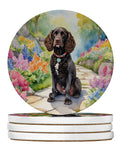 American Water Spaniel Spring Garden Large Sandstone Coasters Pack of 4 Absorbent Round Coasters Decor Gifts for Men or Women, 4 in, Multicolor