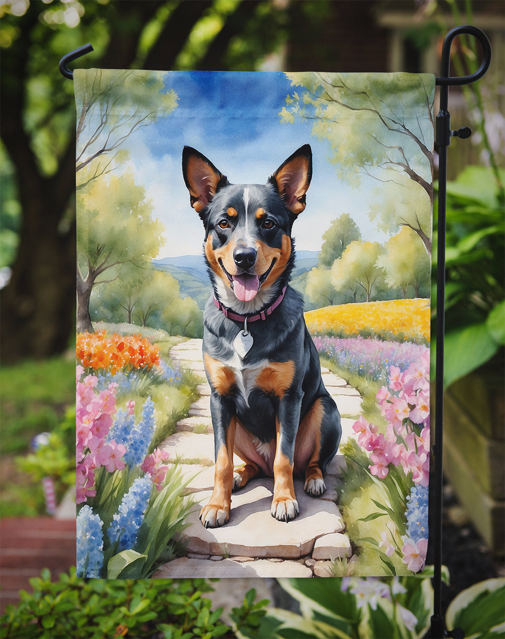 Australian Cattle Dog Spring Garden Garden Flag Mailbox Decorative Yard Banner Outside Patio Artwork for Flower Beds, Garden Size, Multicolor
