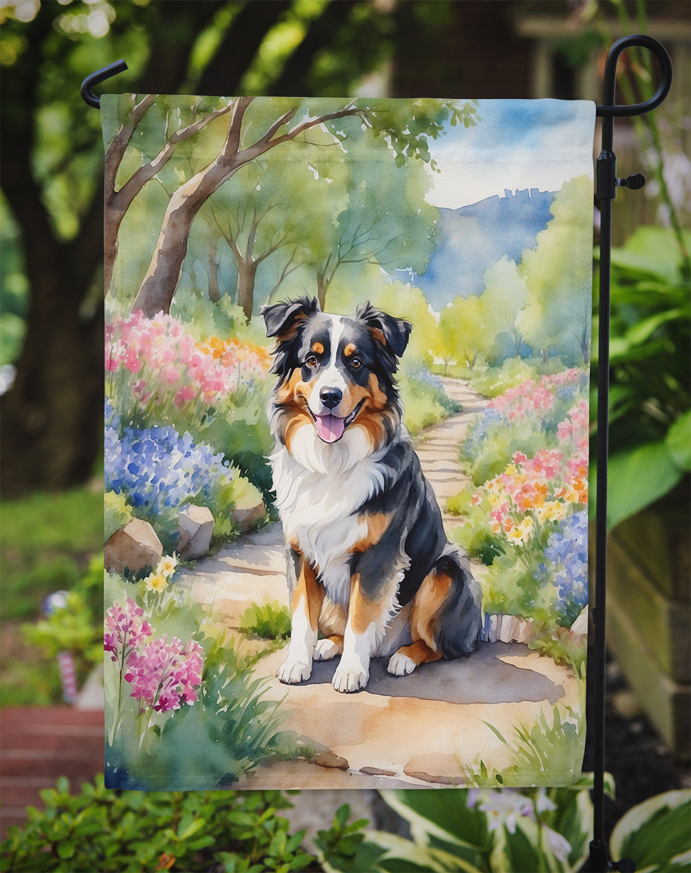 Australian Shepherd Spring Garden Garden Flag Mailbox Decorative Yard Banner Outside Patio Artwork for Flower Beds, Garden Size, Multicolor