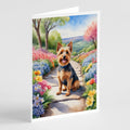 Australian Terrier Spring Garden Greeting Cards Pack of 8 Blank Cards with Envelopes Whimsical A7 Size 5x7