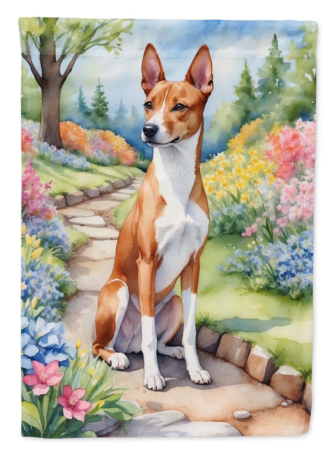 Basenji Spring Garden Garden Flag Mailbox Decorative Yard Banner Outside Patio Artwork for Flower Beds, Garden Size, Multicolor