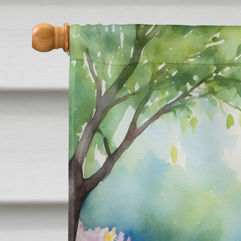Basset Hound Spring Garden House Flag 28x40 Porch Sleeve Pole Decorative Outside Yard Banner Artwork Wall Hanging, Polyester