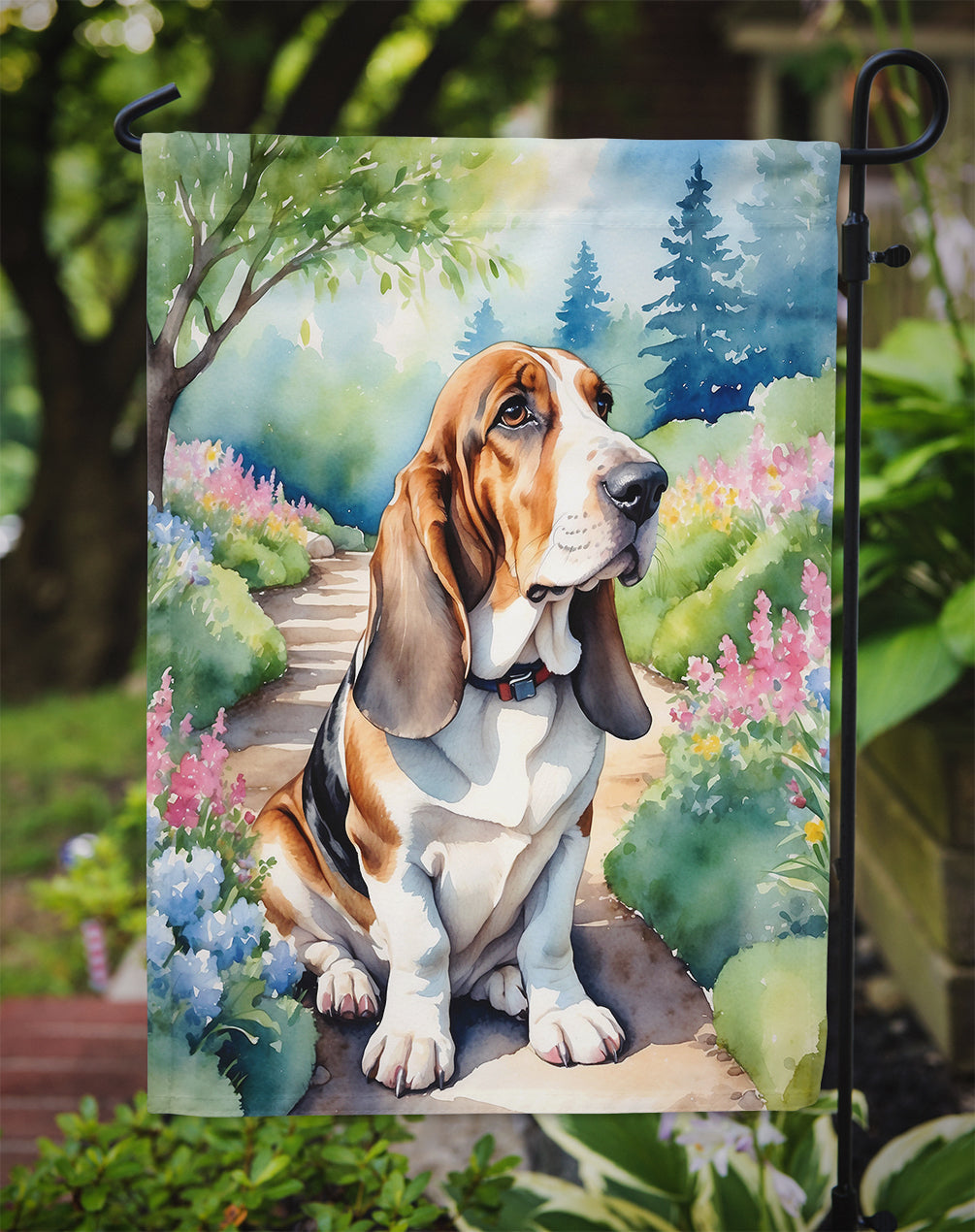 Basset Hound Spring Garden Garden Flag Mailbox Decorative Yard Banner Outside Patio Artwork for Flower Beds, Garden Size, Multicolor