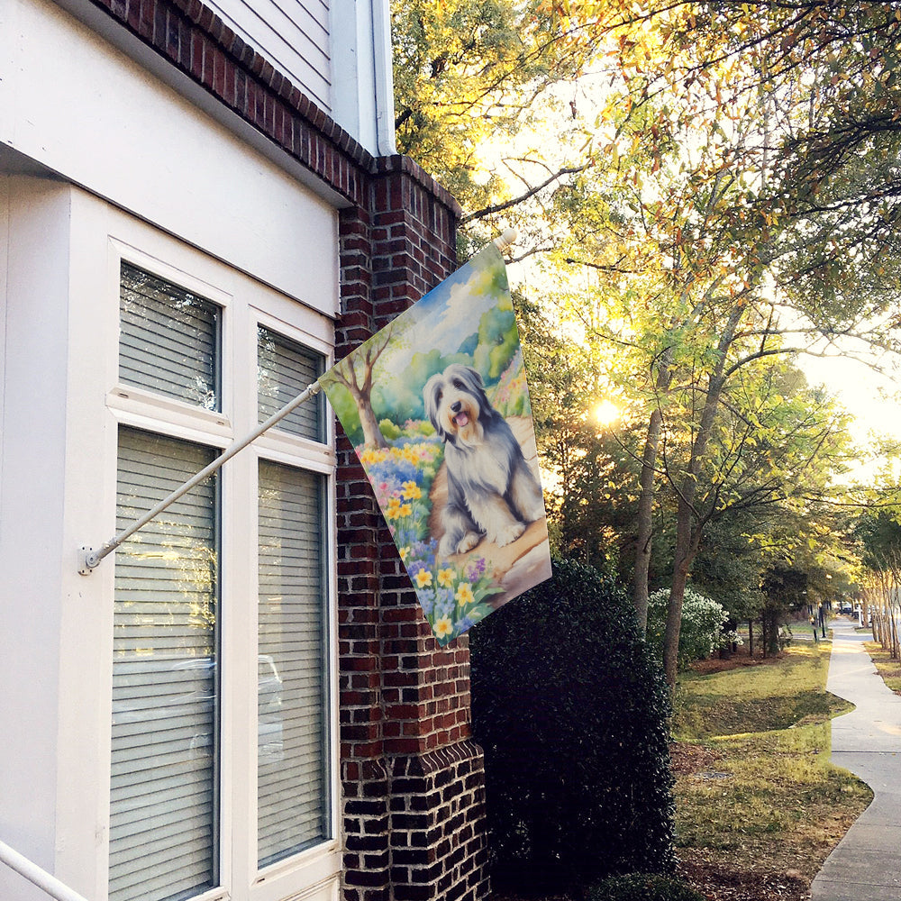 Bearded Collie Spring Garden House Flag 28x40 Porch Sleeve Pole Decorative Outside Yard Banner Artwork Wall Hanging, Polyester