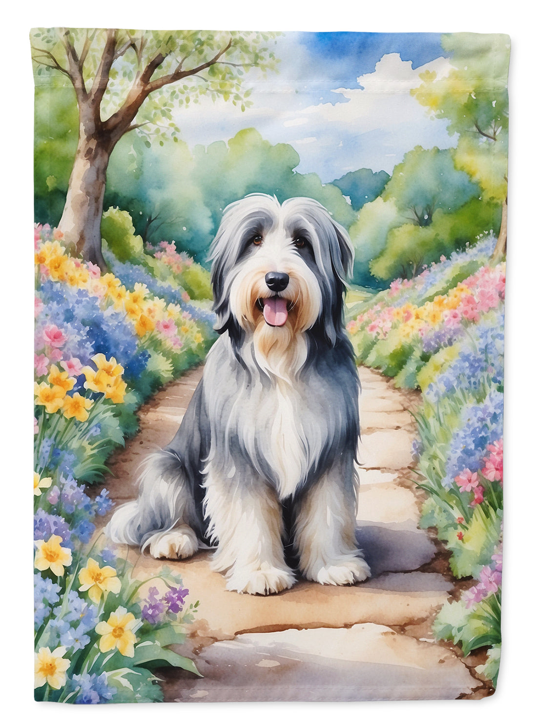 Bearded Collie Spring Garden Garden Flag Mailbox Decorative Yard Banner Outside Patio Artwork for Flower Beds, Garden Size, Multicolor