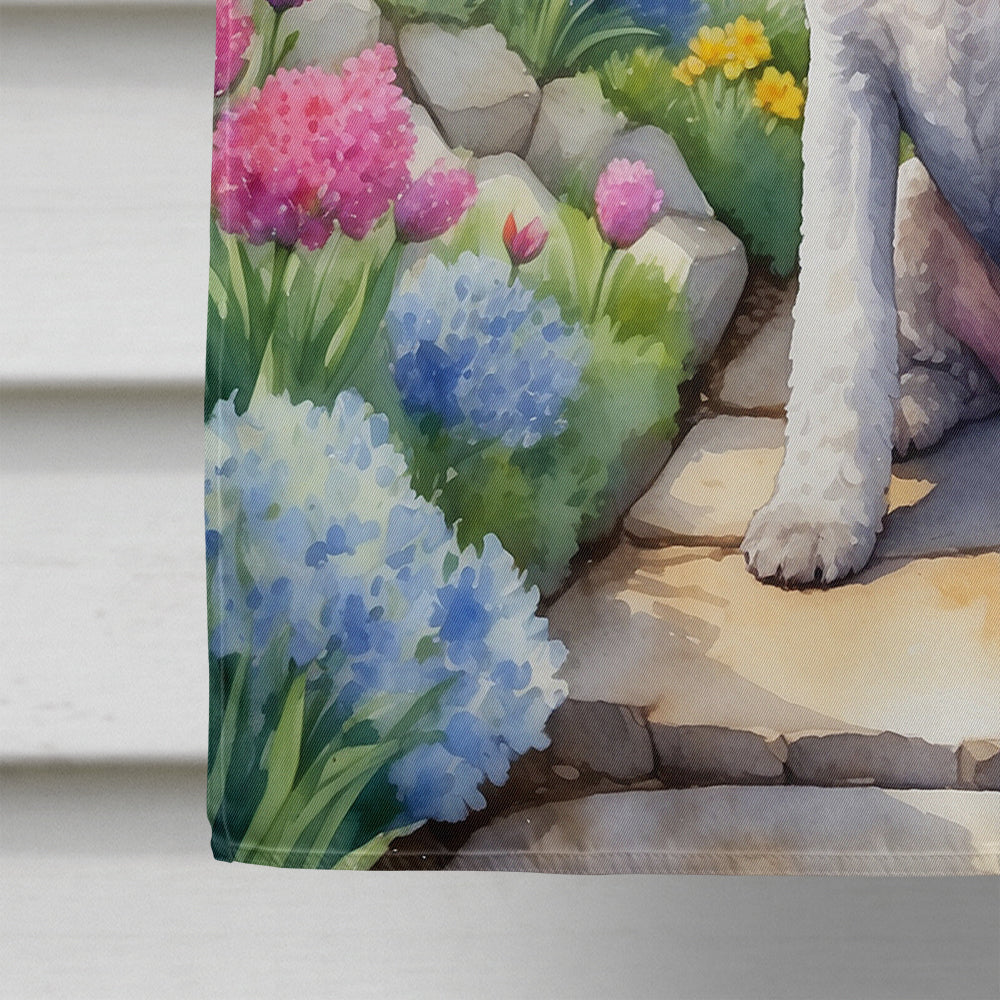Bedlington Terrier Spring Garden House Flag 28x40 Porch Sleeve Pole Decorative Outside Yard Banner Artwork Wall Hanging, Polyester