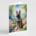Belgian Malinois Spring Garden Greeting Cards Pack of 8 Blank Cards with Envelopes Whimsical A7 Size 5x7