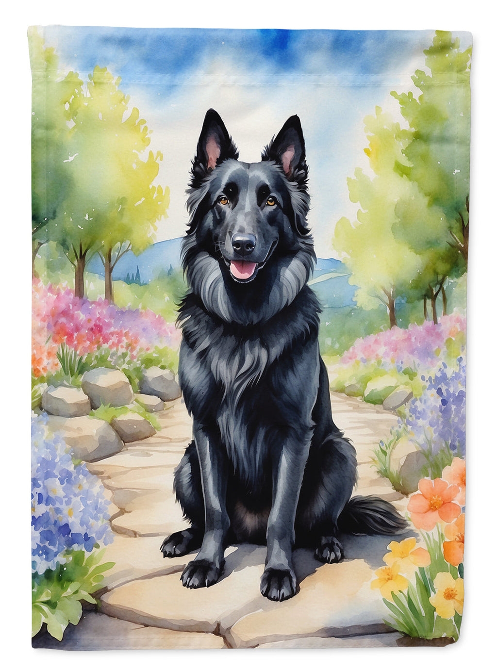 Belgian Sheepdog Spring Path Garden Flag Mailbox Decorative Yard Banner Outside Patio Artwork for Flower Beds, Garden Size, Multicolor